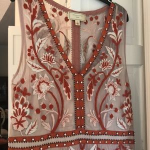 Moulinette Soeurs Embroidered Midi Dress - Red and White